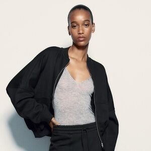 Zara Black Wide Leg Jacket with Voluminous Sleeves